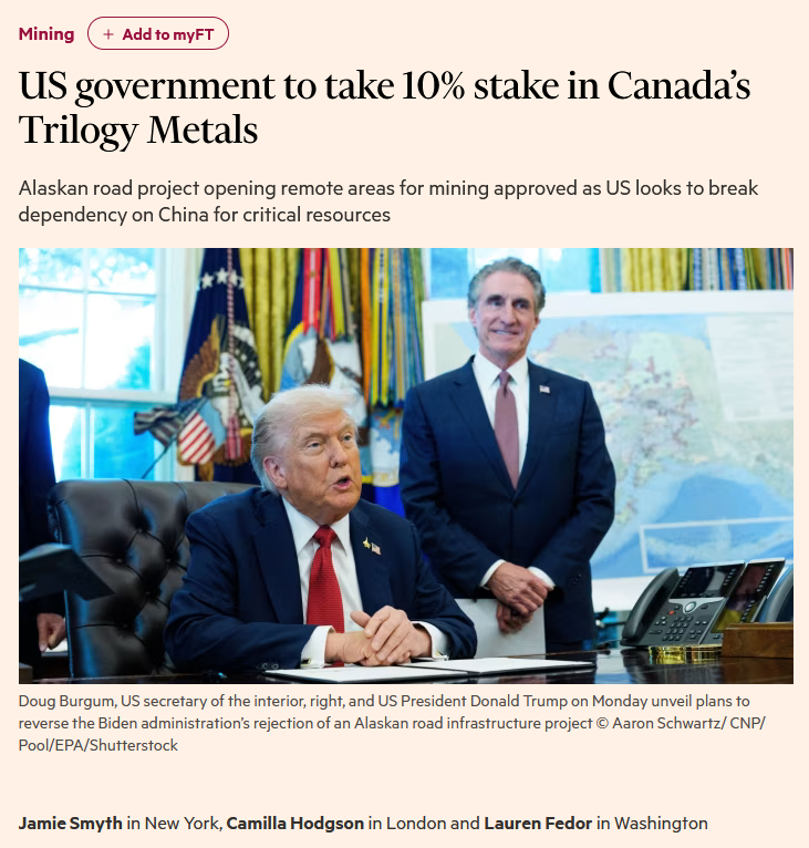 Gantosj's tweet image. For those who can&apos;t open the FT report &amp;amp; connect the dots to $CRI.v $CRICF , here is some screenshots
Good to see Doug Burgum, US secretary of the interior, that was North-Dakota governor &amp;amp; should know $VLTLF $LIB.v DLE project to extract #lithium as well