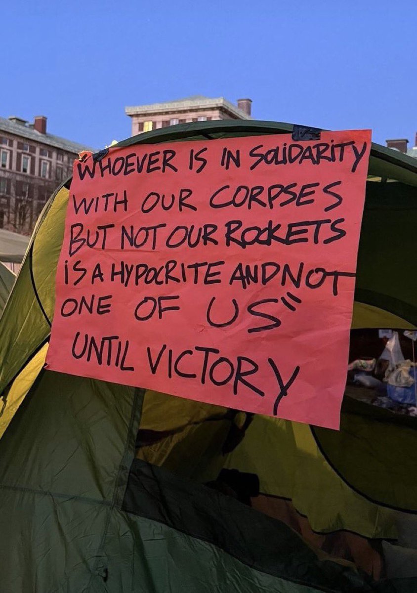 ColumbiaBDS's tweet photo. Today is a good day to remember this iconic quote from the Columbia encampment https://t.co/HhE4HsIfoM