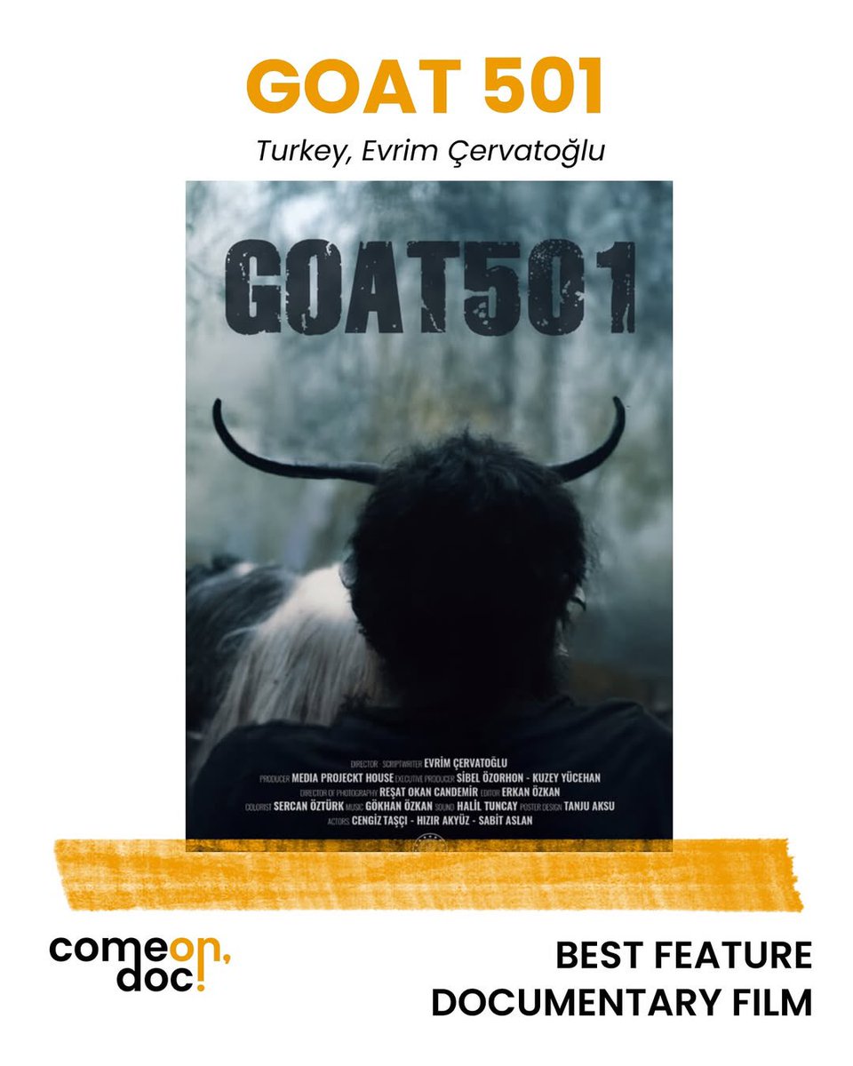 Uluslararası Belgrad Belgesel Film Festivali’nde (Come On Doc)
“En İyi Uzun Metraj Belgesel” ödülünü kazanan, yönetmen Evrim Çervatoğlu imzalı “Keçi 501” belgeselinin başarısından bir kez daha gurur duyuyoruz. 👏

62. Antalya Altın Portakal Film Festivali’nde de aday gösterilen