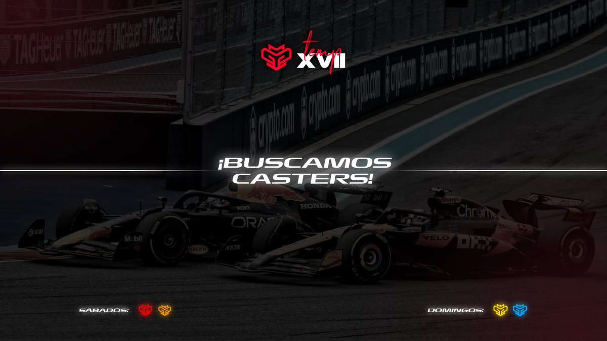 🎙️ ¡TE ESTAMOS BUSCANDO!

🔥 ¿Te pasiona el mundo de la F1? ¿Quieres participar pero no como piloto? ¡ES TU MOMENTO!

🎥 Buscamos casters para las cuatro categorías. Déjanos tú portfolio o escríbenos por DM con algún trabajo que hayas realizado para poder conocerte mejor.