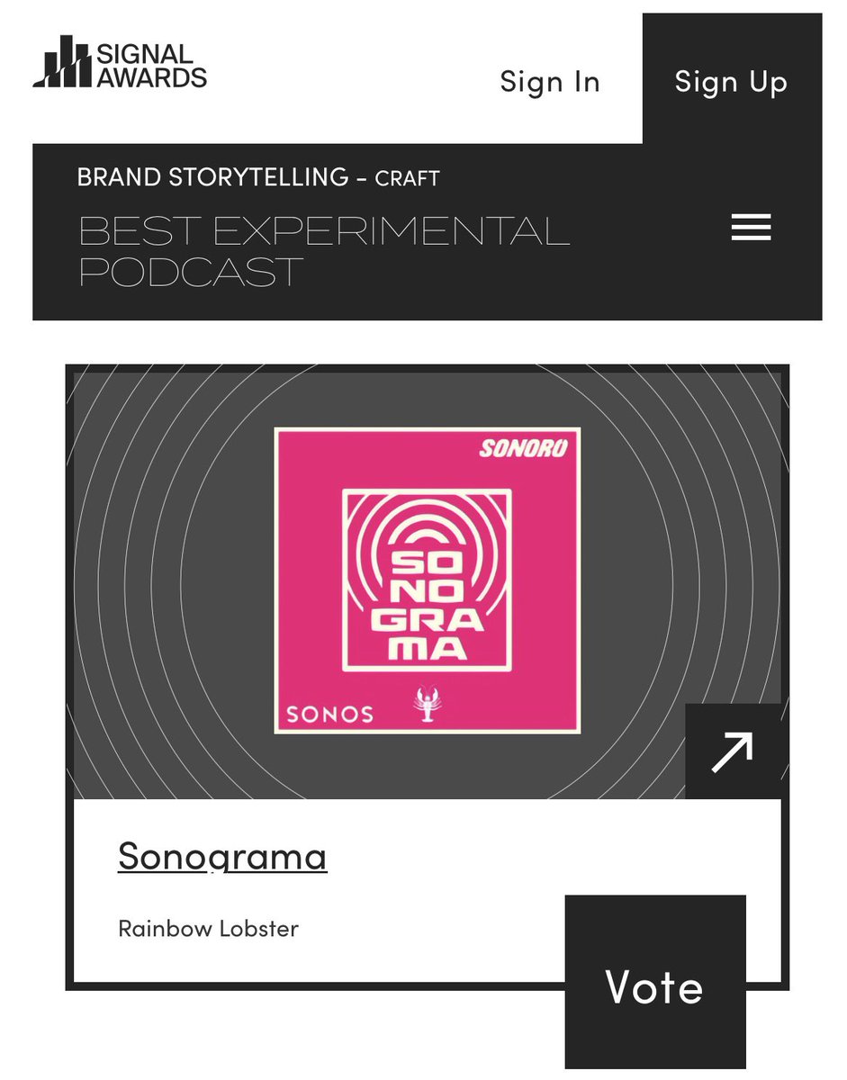 Gracias a todos los que han escuchado las dos temporadas de #Sonograma 🎧.
Me emociona contarles que estamos nominados en los Premios Signal. 
Si les ha gustado el podcast, nos ayudaría muchísimo su voto en el link que les comparto.
bit.ly/4mV3TUz