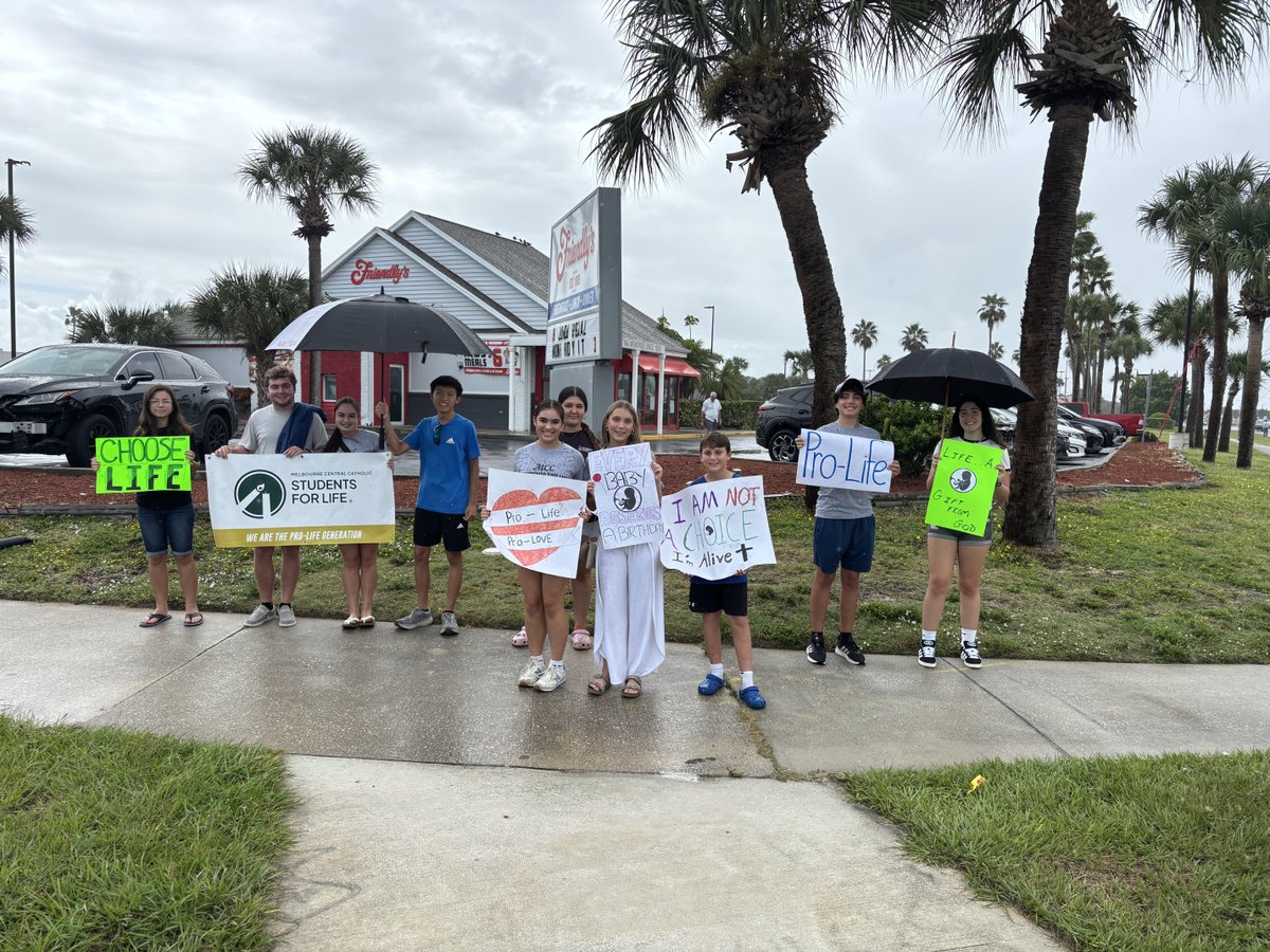 MCC "Students for Life" joined the Life Chain on October 5. Rain could not deter them from sharing their message that life is a gift from God. #mcchustlers  #StudentsForLife #FaithInAction