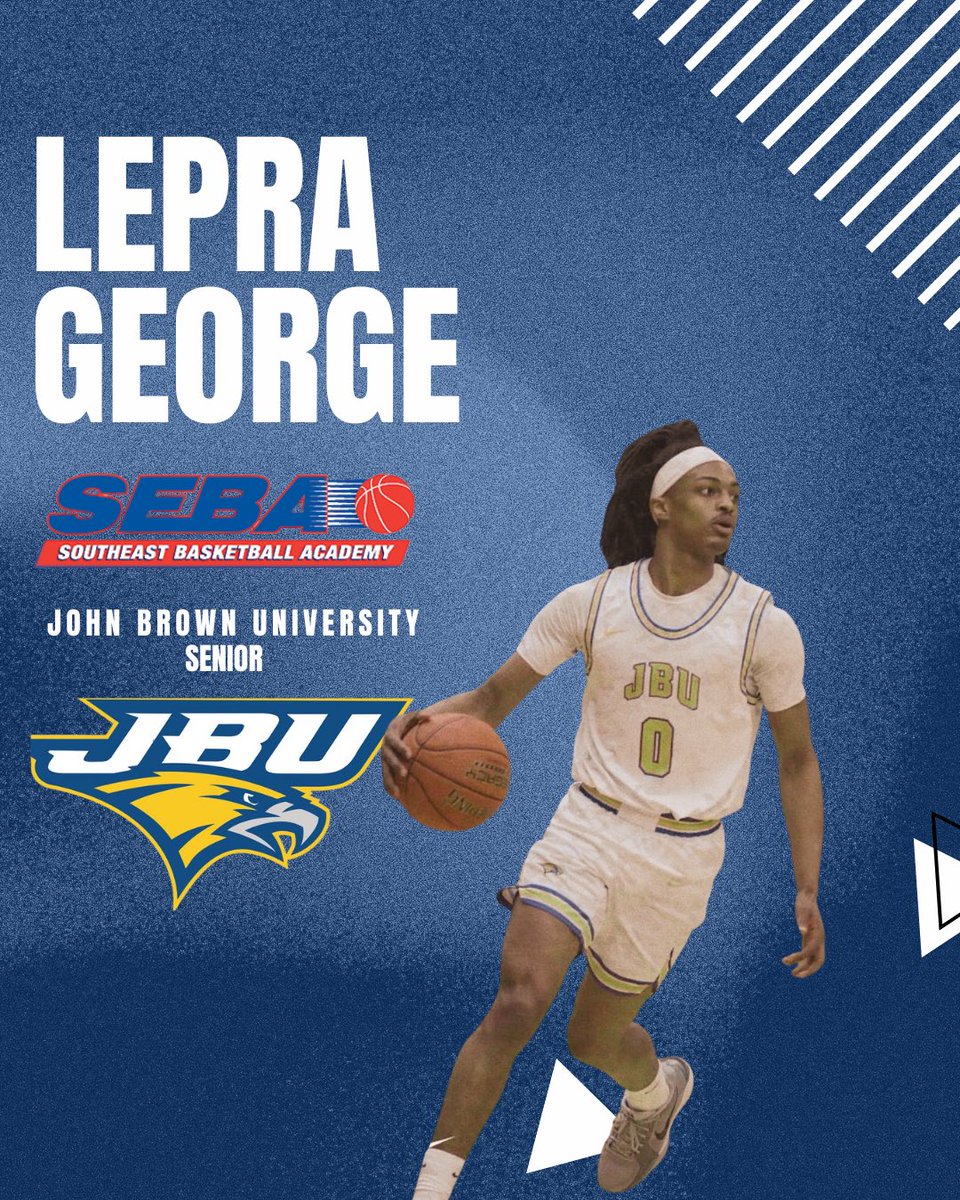 SEBA Warrior Alumni Spotlight Series of 
Current College Players:

LePra George from our Class of 2022 (<a href="/iamlepra/">LePra George Jr</a>) is ready for his Senior season at John Brown Univ (<a href="/JBUmbb/">John Brown Men's Basketball</a>)

Your SEBA family is proud of you LePra! 

#FaithCourageIntegrity #HisGloryAlone