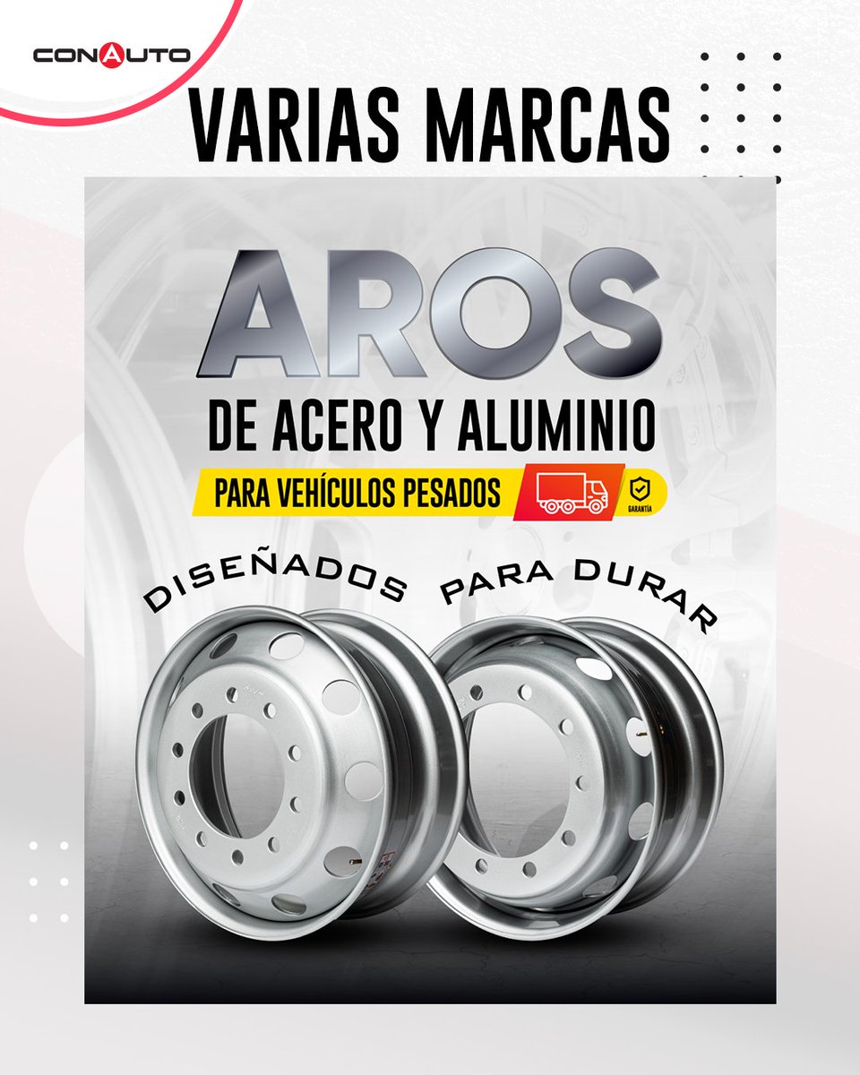 ConautoEC's tweet image. 🚛 ¡Nuevos aros para camión en Conauto!
De acero o aluminio, resistentes, duraderos y listos para cualquier ruta.
💪 Calidad y rendimiento en cada kilómetro.
#Conauto #Camiones #ArosConauto