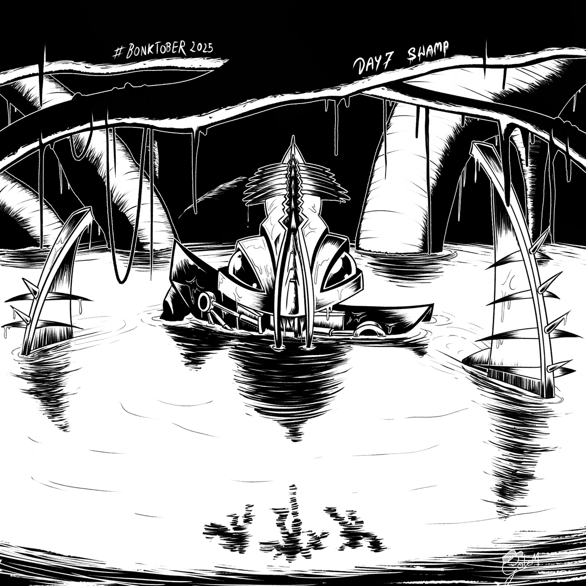Graphic_GoleM's tweet photo. In drowned lands of Karda-Nui, the Toa will fulfill their destiny. However this can't be done without complication along the way.

Day 7: Swamp

#Inktober #Inktober2025 #Bionicle #Bonktober #Bonktober2025 #Lego #swamp #Makuta #Krika #KardaNui #Mistika #Toa #Tahu #Gali #Onua https://t.co/PpktrWcRjf