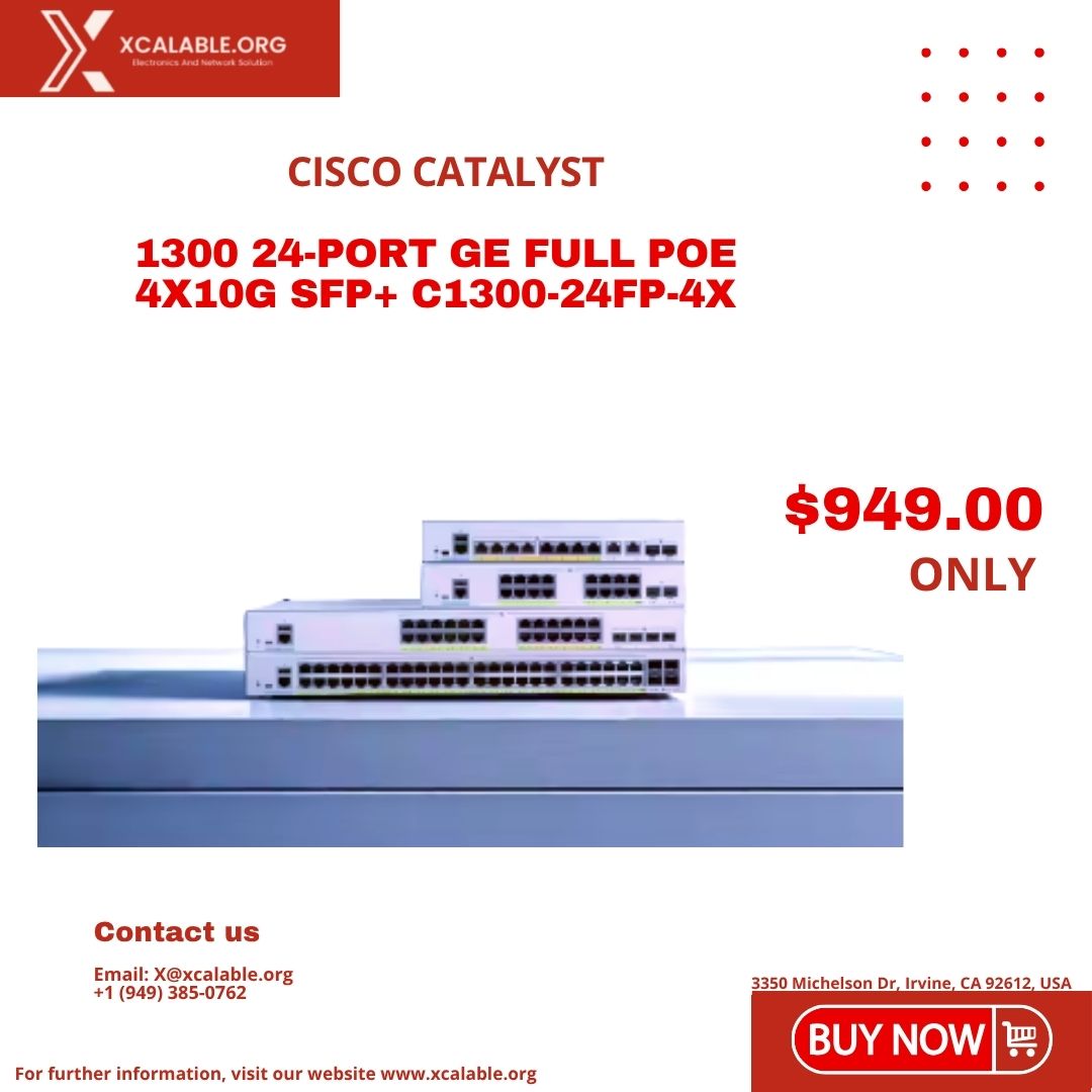 lesliexcalable's tweet photo. https://t.co/vOviLIB8f9 – Cisco Catalyst 1300 24-Port GE Full PoE + 4×10G SFP (C1300-24FP-4X) – #Cisco #PoESwitch #EdgeNetworking #XScalable @eBay @Amazon @Walmart https://t.co/fYyN6JkHQE