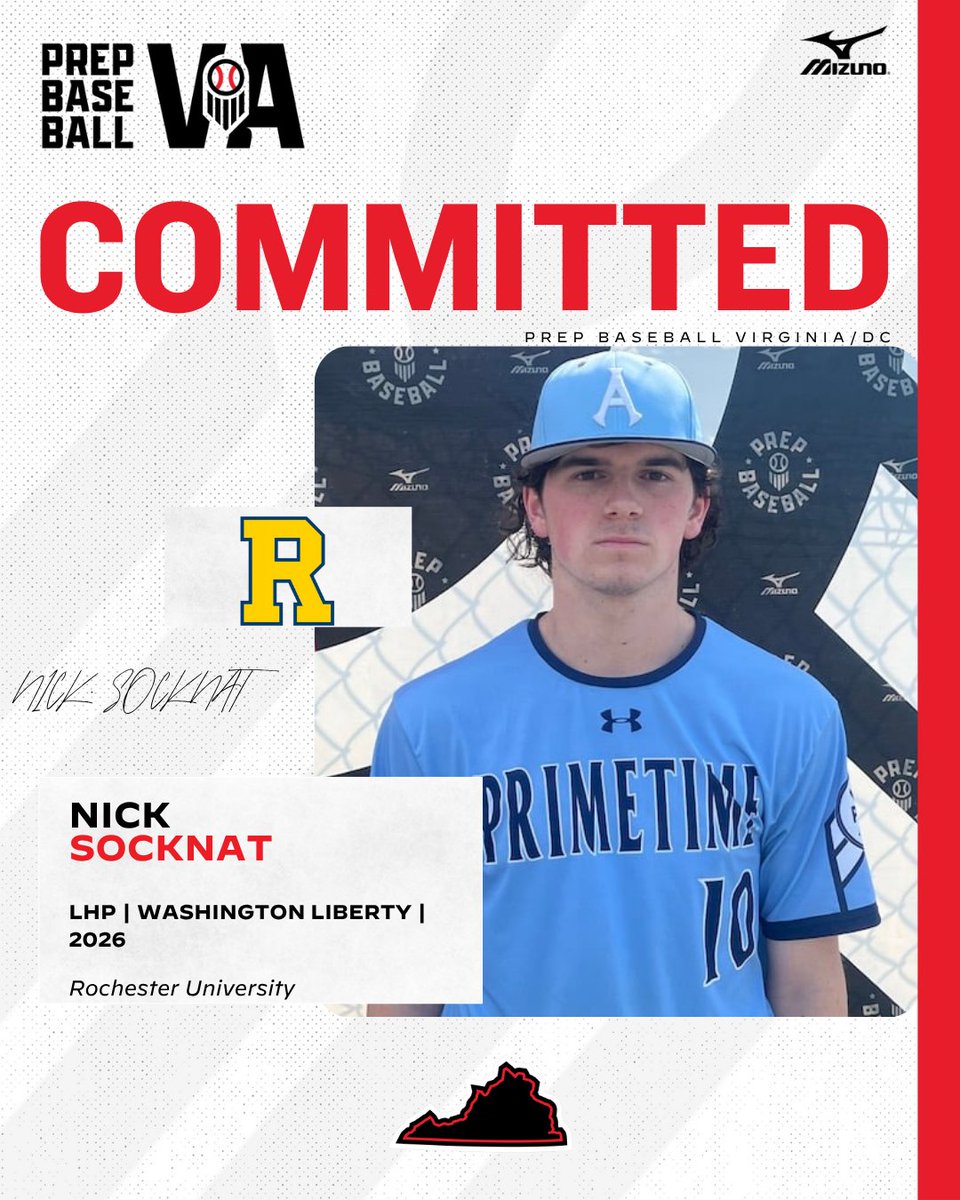 Prep Baseball Virginia/DC (@prepbaseballva) on Twitter photo 🚨 Commitment Alert 🚨
'26 Nick Socknat (Washington-Liberty) announces his commitment to Rochester University.
See his full profile ➡️ loom.ly/Ey3krhk
#BeSeen 🚨 Commitment Alert 🚨
'26 Nick Socknat (Washington-Liberty) announces his commitment to Rochester University.
See his full profile ➡️ loom.ly/Ey3krhk
#BeSeen