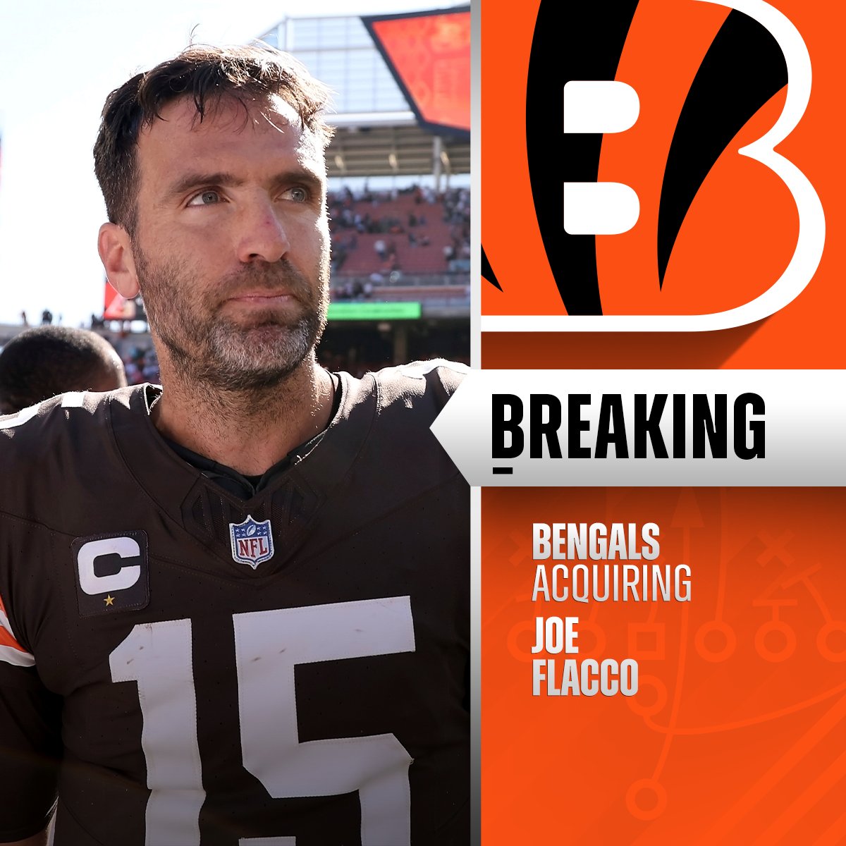 CincyProblems's tweet image. BREAKING: The #Bengals are acquiring QB Joe Flacco and a 6th-round pick from the Browns in exchange for a 5th-round pick, per Adam Schefter.