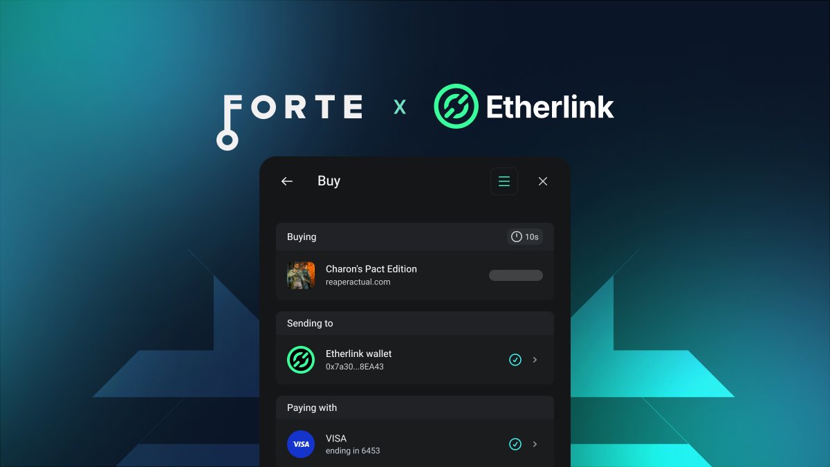 ForteProtocol's tweet image. 🔥 Partnership announcement: @ForteProtocol  x @etherlink 
Forte Pay is now live on the @Tezos Layer 2, powering the tokenized asset marketplace for @ReaperActual.
One integration. Global reach. Compliant by design. Developers get:
✅ Seamless fiat (USD/EUR) → USDC conversion
✅…