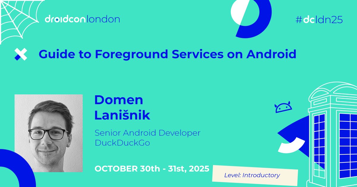 Excited to be speaking at <a href="/droidconLondon/">droidcon London</a> 2025 about Foreground Services on Android. See you there!