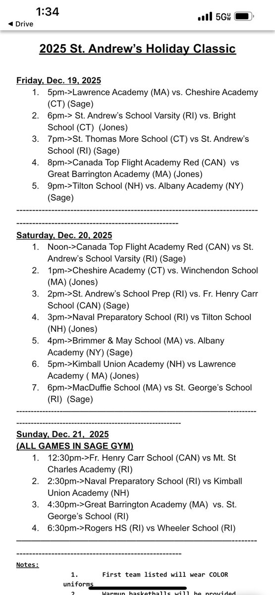 2025 St. Andrew’s Holiday Classic! Should be about good one! 20th year!