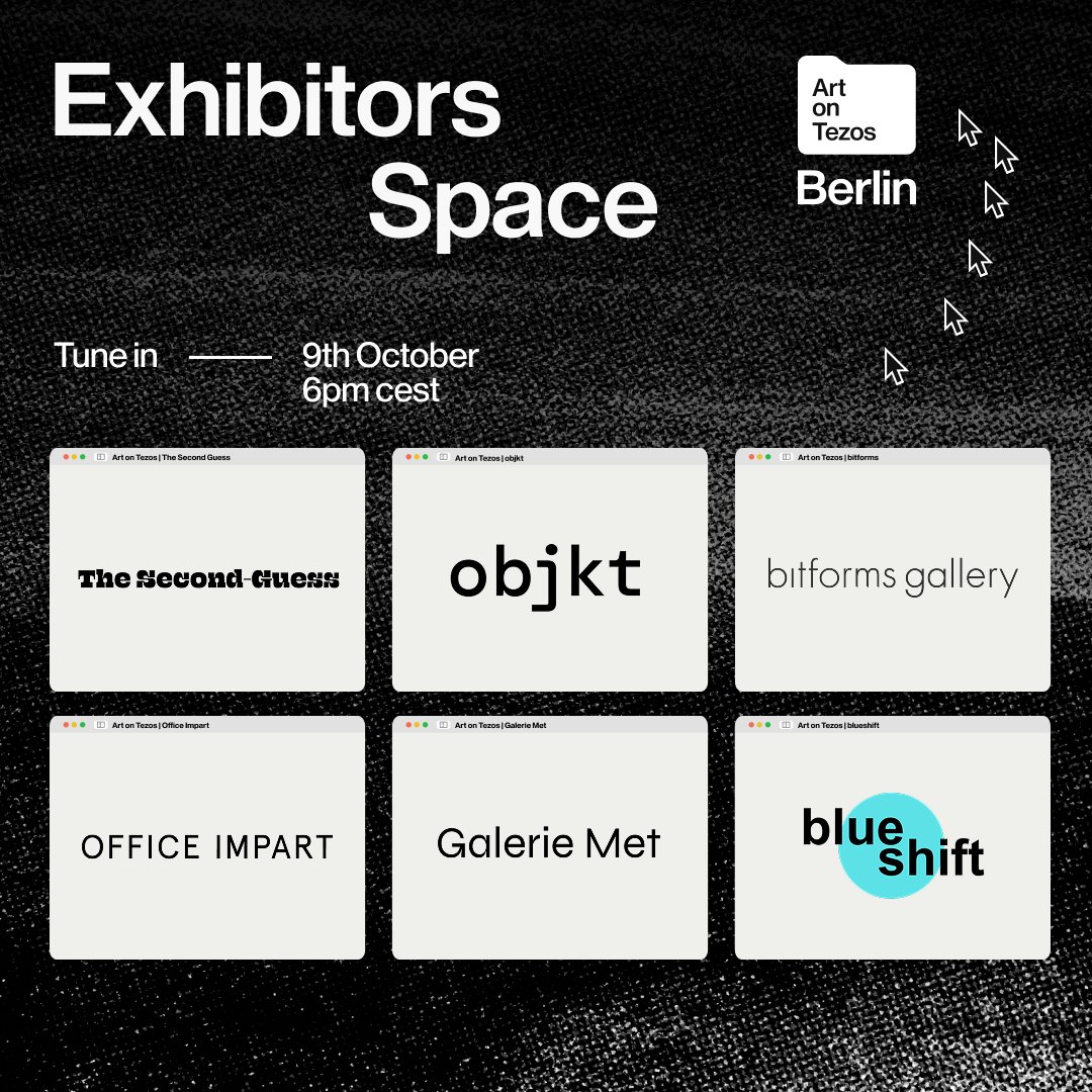 artontezos_'s tweet image. Space Announcement 🎙️
Hear from @_second_guess @office_impart @objktcom @bitforms @GalerieMet & @blueshift_now as they introduce themselves & their curations for Art on Tezos: Berlin.
In conversation with: @aljaparis, @vinciane_j, @postanika & @UnknownCo123
Reminder below↓