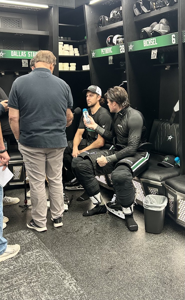 samnestler's tweet image. Lian Bichsel is gunning for our jobs. 

Everybody around here is very happy for Alex Petrovic making the team. Not just his buddy. 

Glen Gulutzan said when Jim Nill told Petrovic to get a place in Dallas during camp, it was a “good event” for the whole team.