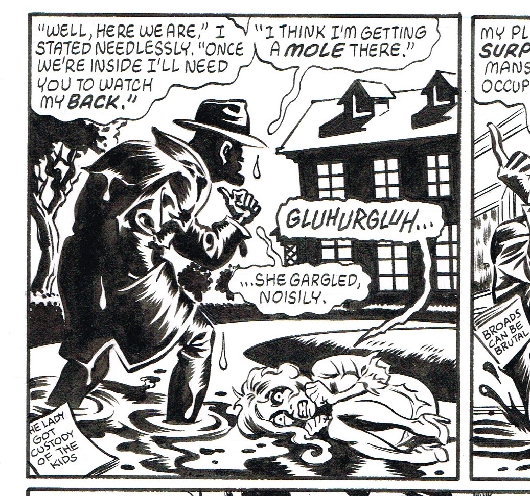 Random panels I have drawn.
From Splash Brannigan, with slippery script by Alan Moore, liquid letters by Todd Klein.   #screwytuesday #randompanelsihavedrawn #cartooning #brushinking #inking #comicbooks #splashbrannigan