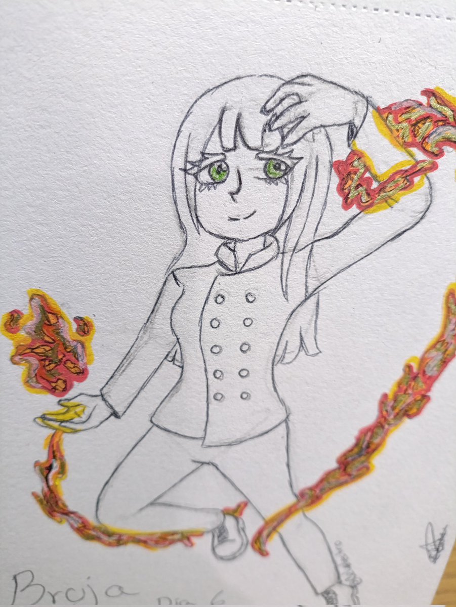 celi_electro's tweet photo. Estoy haciendo el reto de octubre con otra lista el Silvertober, el día 6 tocó bruja y  pensé en Polka con su elemento de lava, me gustaría pasarlo después a digital. (me fallan los pies, pero doy lo mejor de mi)
P.D. que gran historia de @Commodorette ❤️ https://t.co/w72LpTSNOo