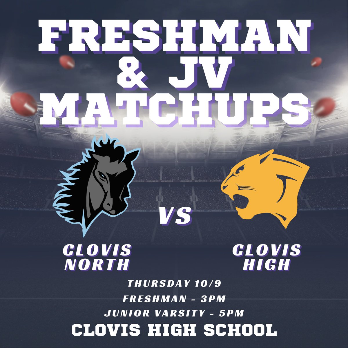 Freshman and JV Bronco Football begin league play at Clovis High on Thursday.

Freshman - 3pm | JV - 5pm.