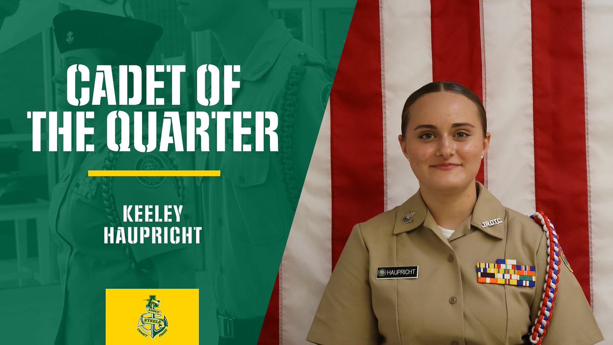 Congratulations to C/PO1 Keeley Haupricht on being selected as Cadet Of The Quarter!  #SteeleNNDCC #CometPride