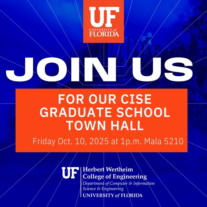 🚀 Be one of the first students to earn a Master’s in Computer Science at the brand new UF Jacksonville campus! Join us Friday, Oct. 10, at 1 p.m. for an info session. 👉 Fill out this survey: bit.ly/47drUkT 
#UFCS #JacksonvilleCampus #MastersInCS