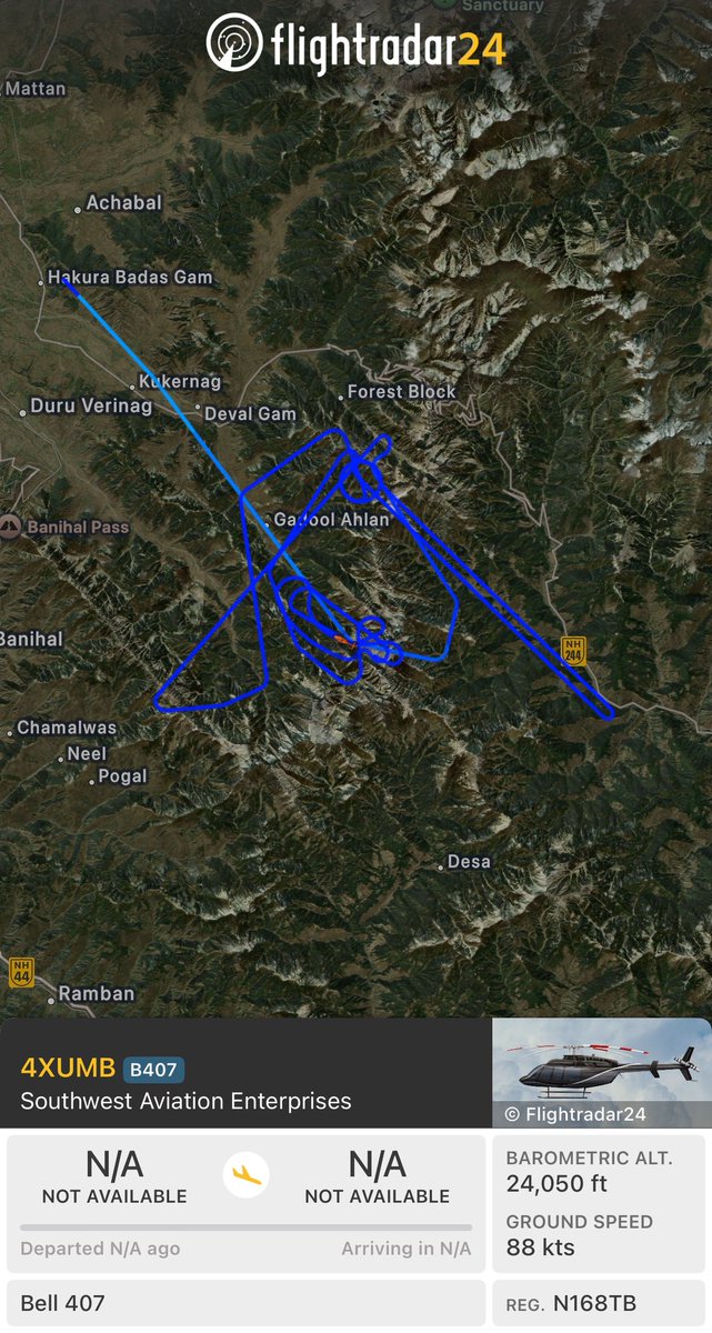 On October 6, 2025 at 17:50 UTC Unidentified Aircraft was operational over Jammu and Kashmir.

Registration and ICAO data are invalid, however based on location this is most likely Indian Air Force (IAF) aircraft.

1/2