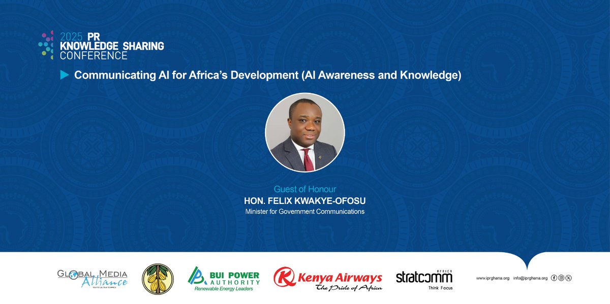 “Gov’t communication goes beyond info sharing. It builds trust, inspires belief &amp; drives change.” -@felix_kwakye_ofosu at #PRKSC2025

#IPRGhana #AfricaOnTheGlobalStage #StrategicCommunications #PublicRelations #DevelopmentCommunication