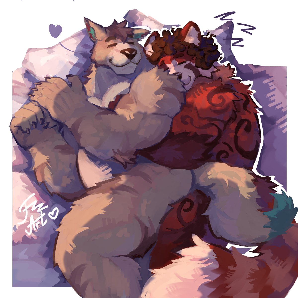 Cuddling cm for <a href="/JollyShibe_/">Jolly</a> 
Thank you! <3
#furryart