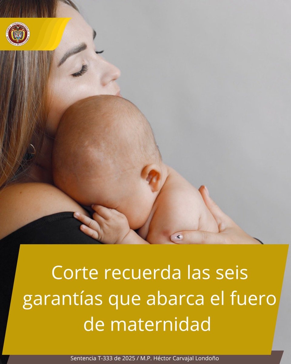 #LaCorteInforma | Corte recuerda las seis garantías que abarca el fuero de maternidad

Sentencia T-333 de 2025
M.P. Héctor Carvajal Londoño  
Boletín: short.do/DUi5Ou