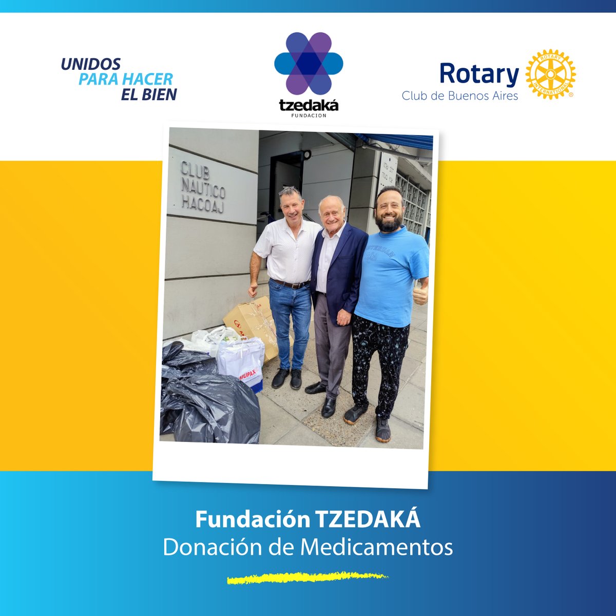 DONACIÓN DE MEDICAMENTOS A LA FUNDACIÓN TZEDAKÁ
En el marco del convenio anual vigente entre <a href="/RotaryClubBA/">Rotary Club de Buenos Aires</a>  y la Fundación Tzedaká, es que autoridades y socios integrantes del Capitulo Médicos Rotarios hicieron entrega de una cantidad significativa de medicamentos.
