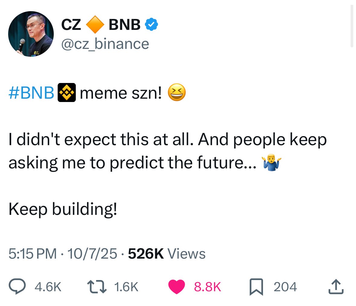 Mkmaly_'s tweet image. مؤسس منصة بينانس : 

موسم عملات Memecoin قادم !