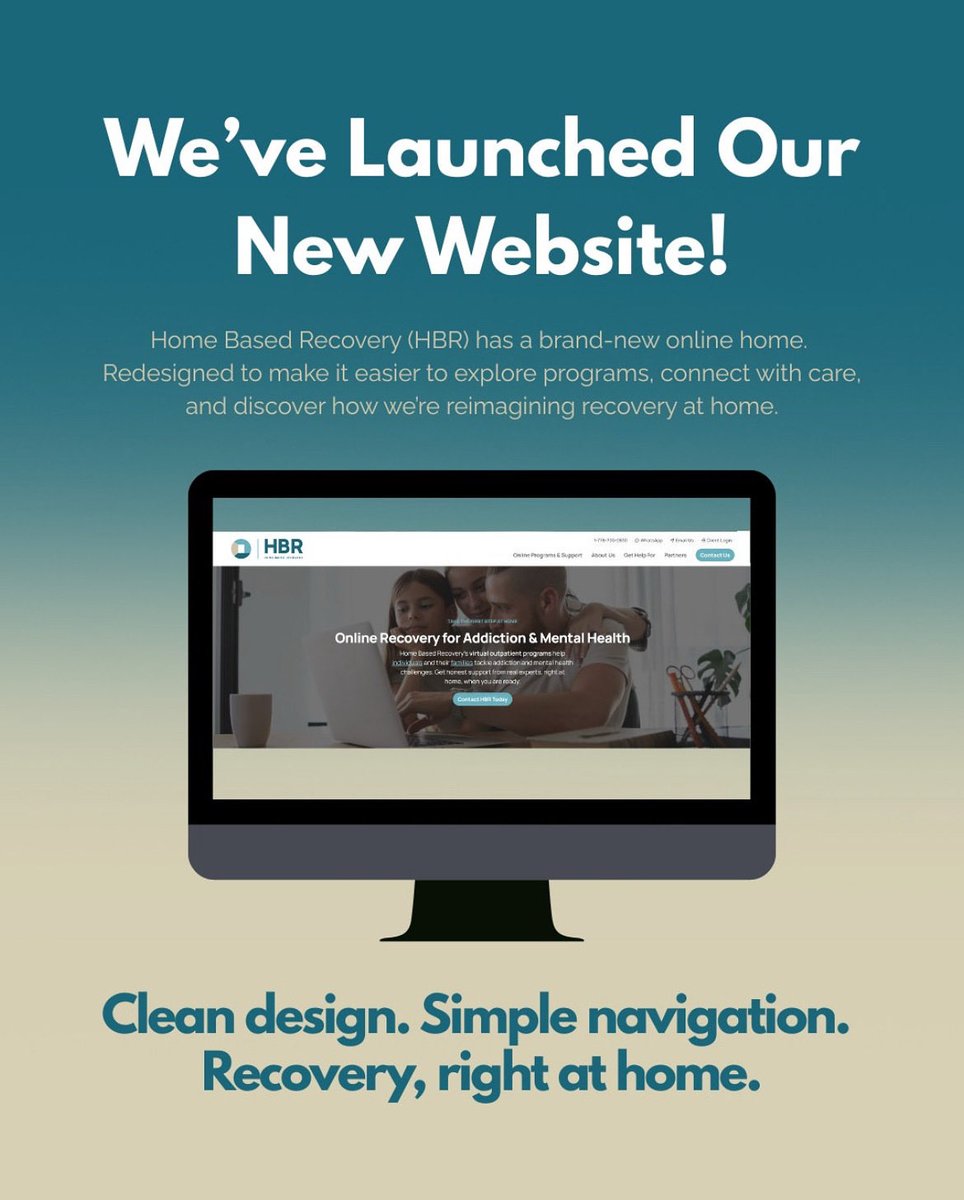 Home-Based Recovery (HBR) has a brand-new online home - redesigned to make it easier than ever to explore our programs, connect with care, and learn more about how we’re reimagining recovery at home.

💻 Discover:

Virtual programs for addiction &amp; mental health

Personalized