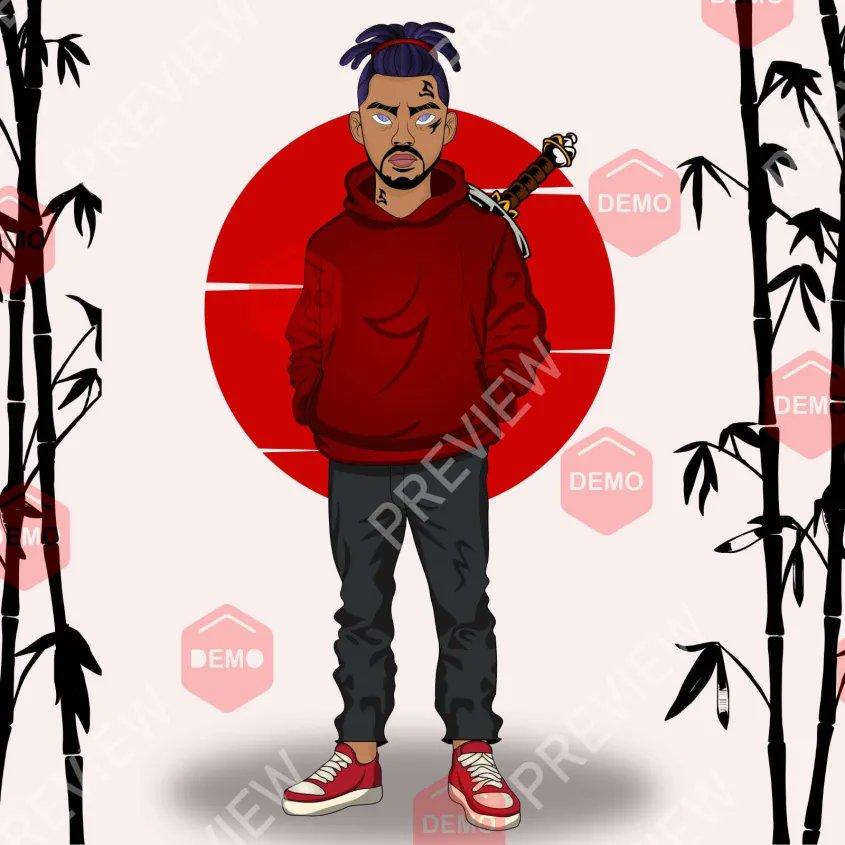 Tenten_Cha2d's tweet photo. Made this one for: @_vDeeJayy 
Wrapped up this samurai themed logo and banner for the client. Red hoodie, chill mood and that blade touch to finish it off. https://t.co/sKABxYa0LE