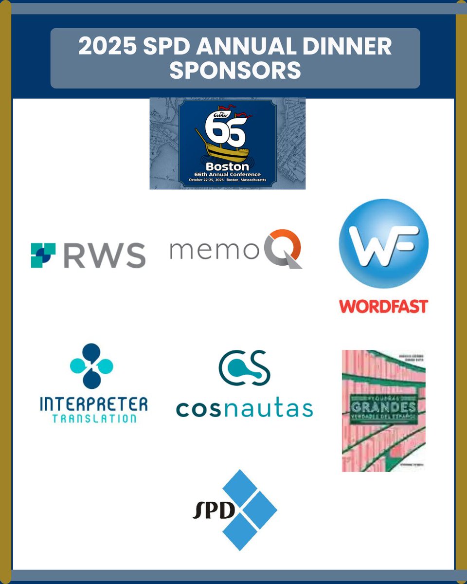 Thank you to all the sponsors for our Dinner Raffle! Your generosity helps make our event more special and supports the initiatives of our division and community. If you’d like to contribute a prize or become a sponsor —there’s still time! 

<a href="/cosnautas/">Cosnautas</a> <a href="/memoQ_Official/">memoQ</a>  <a href="/Wordfast/">Wordfast</a>