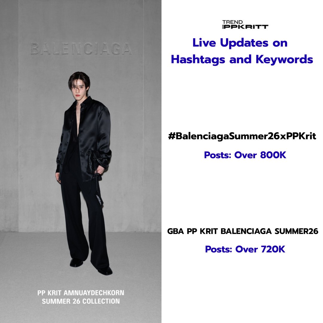 〰️ Live Updates on Hashtags and Keywords

#BalenciagaSummer26xPPKrit
Posts: Over 800K

GBA PP KRIT BALENCIAGA SUMMER26
Posts: Over 720K

🌟 ทุกคนเก่งมากๆ ขอบคุณมากๆเลยนะคะ สะสมยอดกันต่อ

GBA PP KRIT BALENCIAGA SUMMER26
#BalenciagaSummer26xPPKrit
#Balenciaga #PFW
#PPKritt <a href="/ppkritt/">ppkrit</a>