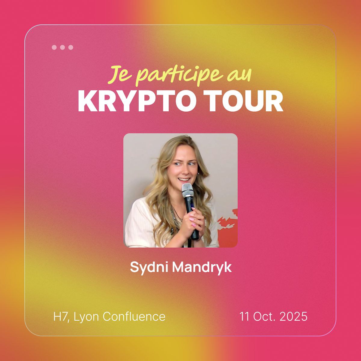 sydnithekiid's tweet image. see you this saturday at krypto-tour lyon!
i'm bringing my microphones!!
looking forward to meeting the community
meeting students passionate about crypto
interviewing attendees
hearing speakers
checking out booths
and visiting lyon for the first time
see you at krypto-tour…