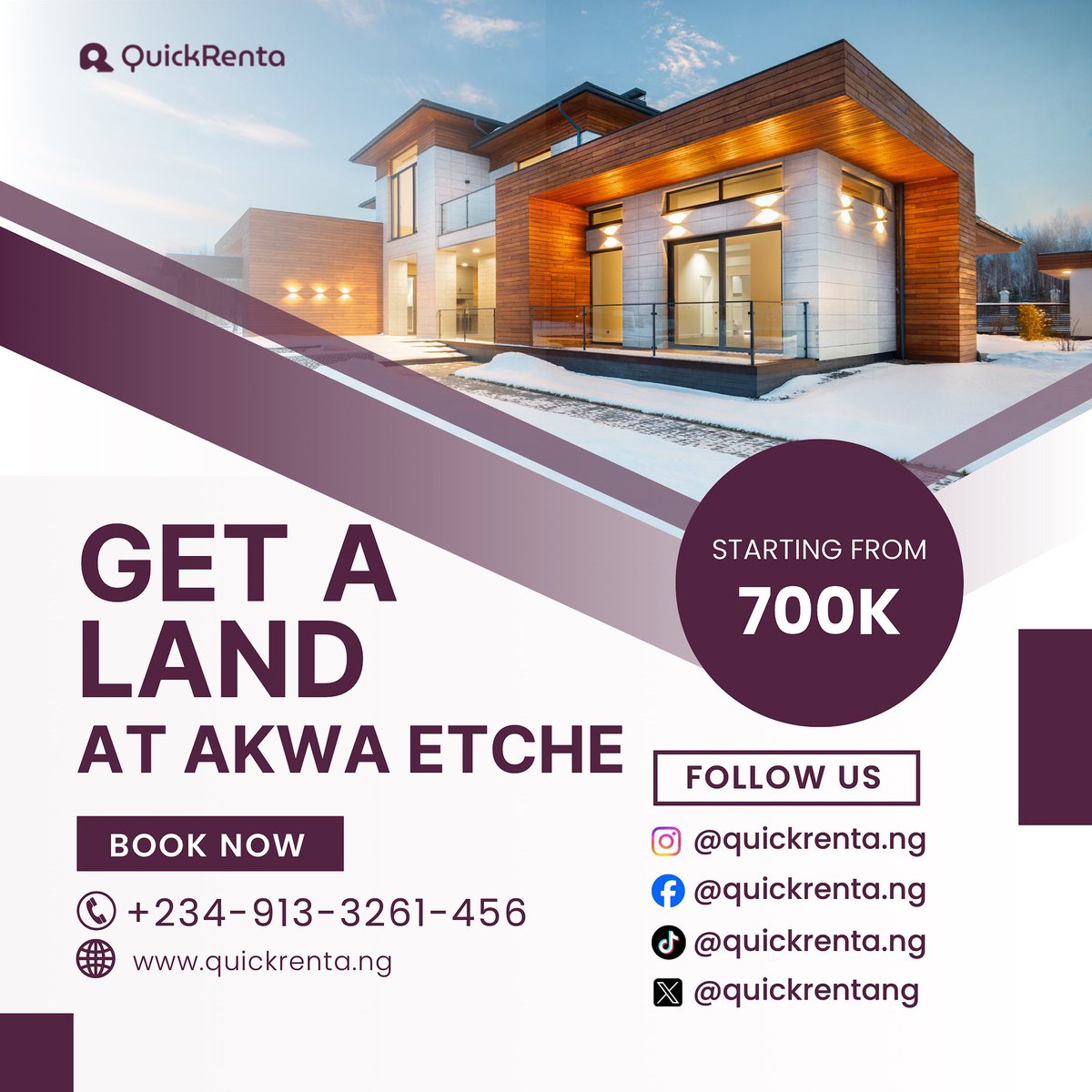 QuickrentaNG's tweet photo. Yes!
You don’t need 1 Million Naira to become a land owner😌 all you need is partnering with and  @quickrenta.ng and with 700K (700,000) you can own a land in Akwa Etche, Rivers State. What are you waiting for? Hurry now and grab your slot while offer lasts. #RealEstate https://t.co/ZXqFgrnj7O