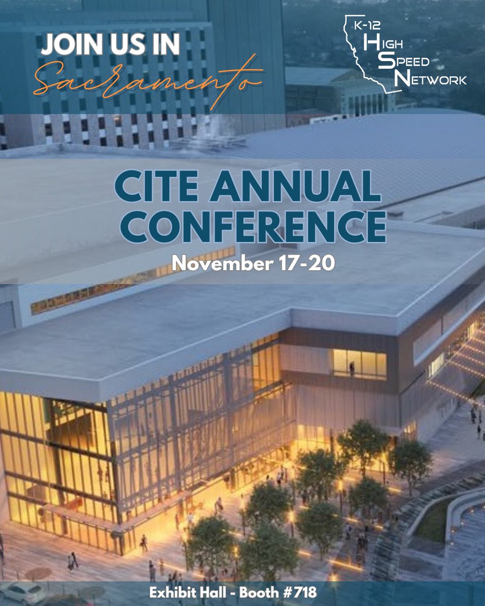 k12hsn's tweet image. We’re heading to Sacramento for the #CITE Annual Conference!
Stop by Booth #718 in the Exhibit Hall to meet our team and learn more about how we’re supporting schools across California.

To learn more about CITE visit: cite.org

#CITEConference #EdTech