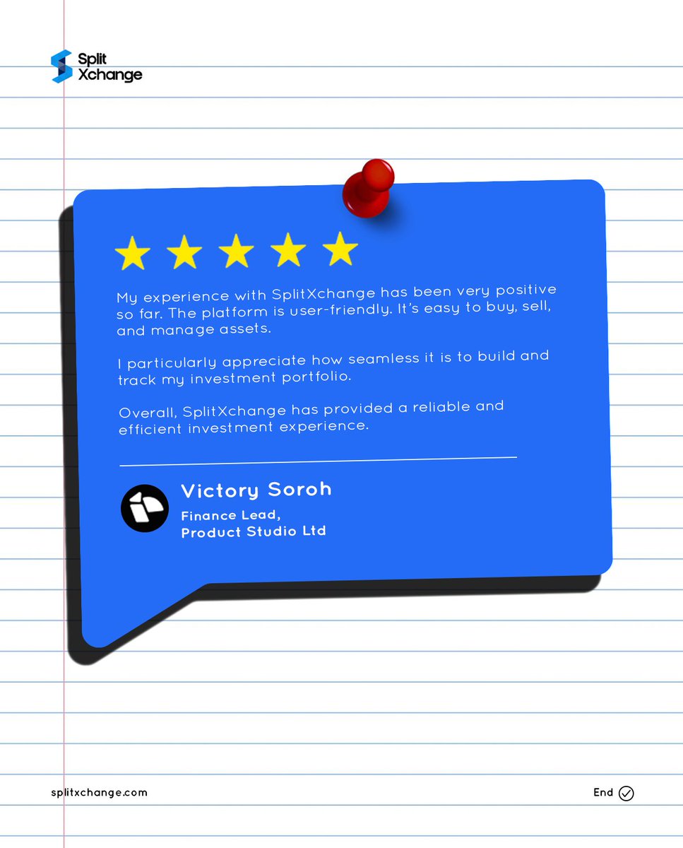 SplitXchange's tweet photo. Investing made simple growth you can see. Support you can count on. Our customers say it’s all possible. 🚀
Swipe to see…
#CustomerServiceWeek #SplitXchange #SplitStar #SmartMoneyMoves #Testimonials https://t.co/mQwZO6QRKU