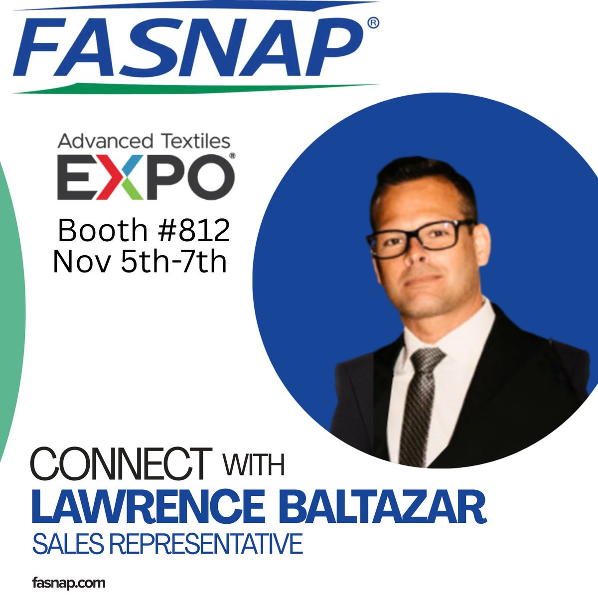 Meet Lawrence Baltazar at Booth #812 - 2025 <a href="/ATA_Textiles/">Advanced Textiles Association</a> Expo, Indianapolis, Nov. 4-7, 2025!
Register now! - advancedtextilesexpo.com/register/
#Fasnap #ATAExpo #fasteners #upholstery