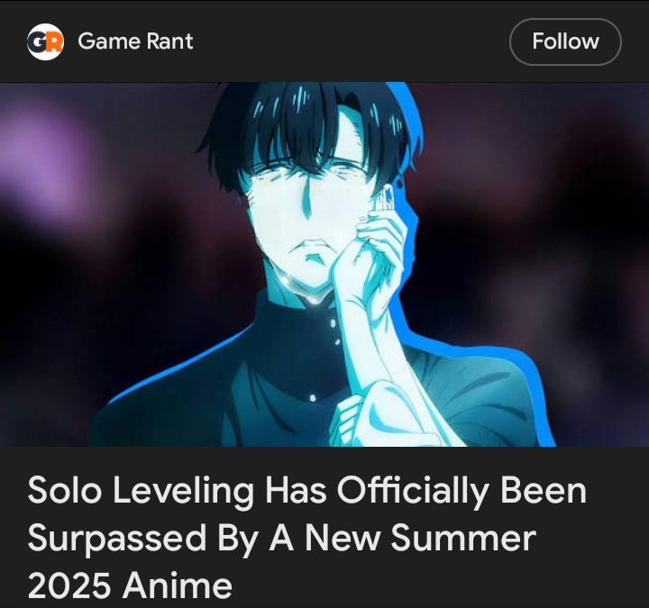 WyvernScribe's tweet photo. Oh, look....
....yet another Game Rant article that, instead of the anime it's addressing being the headline, dogs on Solo Leveling.
Someone doesn't like Solo Leveling at Game Rant, and it's annoying that they're in control of this.
#sololeveling #gamerant #anime #Journalism https://t.co/9q2AHS785l