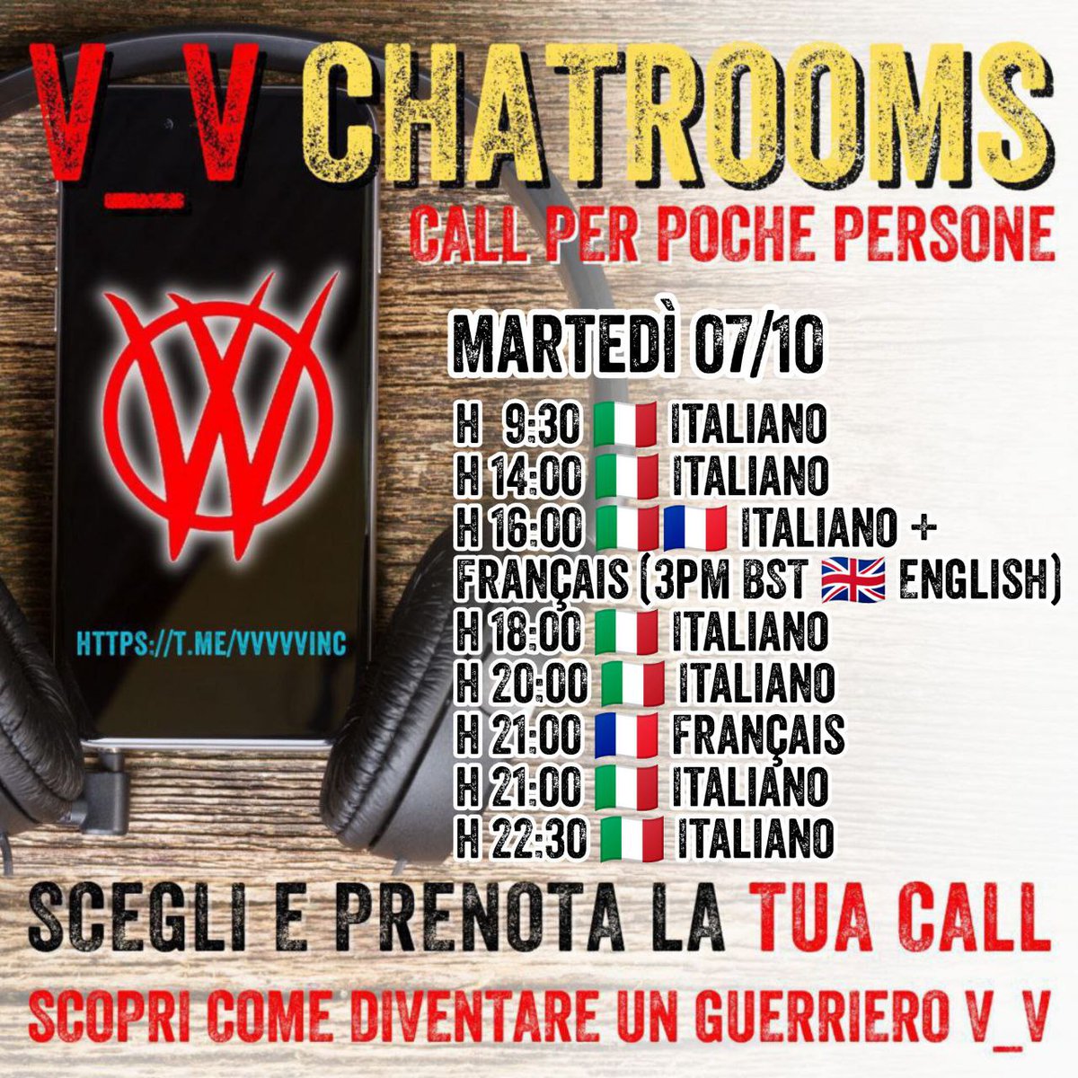 PARLA CON GUERRIERO  #V_V  CHE TI SPIEGA PERCHÈ LOTTIAMO E COSA FARE PER LOTTARE ANCHE TU

OGGI
Martedì #7ottobre

9:30 🇮🇹 ITA
14:00 🇮🇹 ITA
16:00 🇮🇹🇫🇷 ITA + FRA (3pm BST 🇬🇧 English)
18:00 🇮🇹 ITA
20:00 🇮🇹 ITA
21:00 🇫🇷 FRA
21:00 🇮🇹 ITA
22:30 🇮🇹 ITA

t.me/+RpSTxOYoq2Q0Z…
