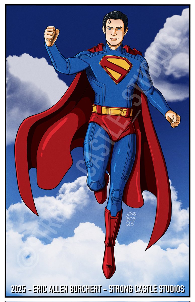 Superman flying. Digital drawing inspired by the 2025 movie. #fanart #superman #dccomics #artwork #artist. #dcu