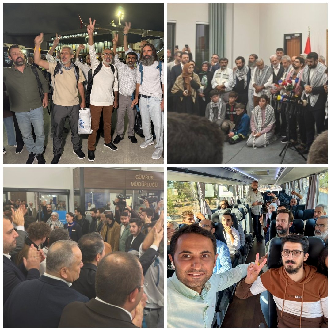 Küresel Sumud Filosu gönüllülerimizden geride kalan  kardeşimiz de bugün elhamdülillah yurda döndüler.

Rabbimiz, bu seferi Gazzeli kardeşlerimizin kurtuluşuna, adaletin ve merhametin hâkim olacağı bir dünyanın inşasına vesile kılsın.
Bizleri kardeşlerimizin  selâmetiyle