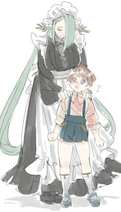 #1日1ソックスガーターの定理 本格的メイドさんの方が好きがちだけど、髪まとめてないのも描きたくなってしまう