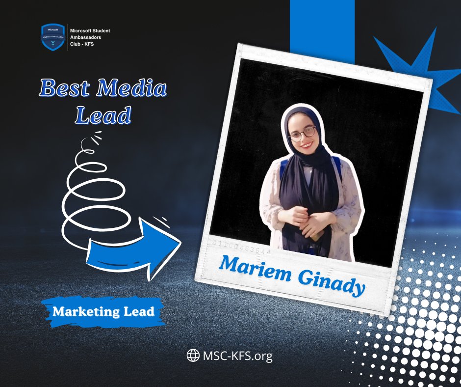 Best Media Lead – September

 سعداء أن نعلن عن Best Media Lead لشهر سبتمبر.
 Mariem Ginady
قدرت تطلّع الميديا بأفكار بسيطة لكن مميزة وخلّت شغل الفريق يظهر بأفضل صورة.
شكرًا لمجهودك وتعبك طول الشهر.
#MSC_KFS #MicrosoftStudentAmbassadors