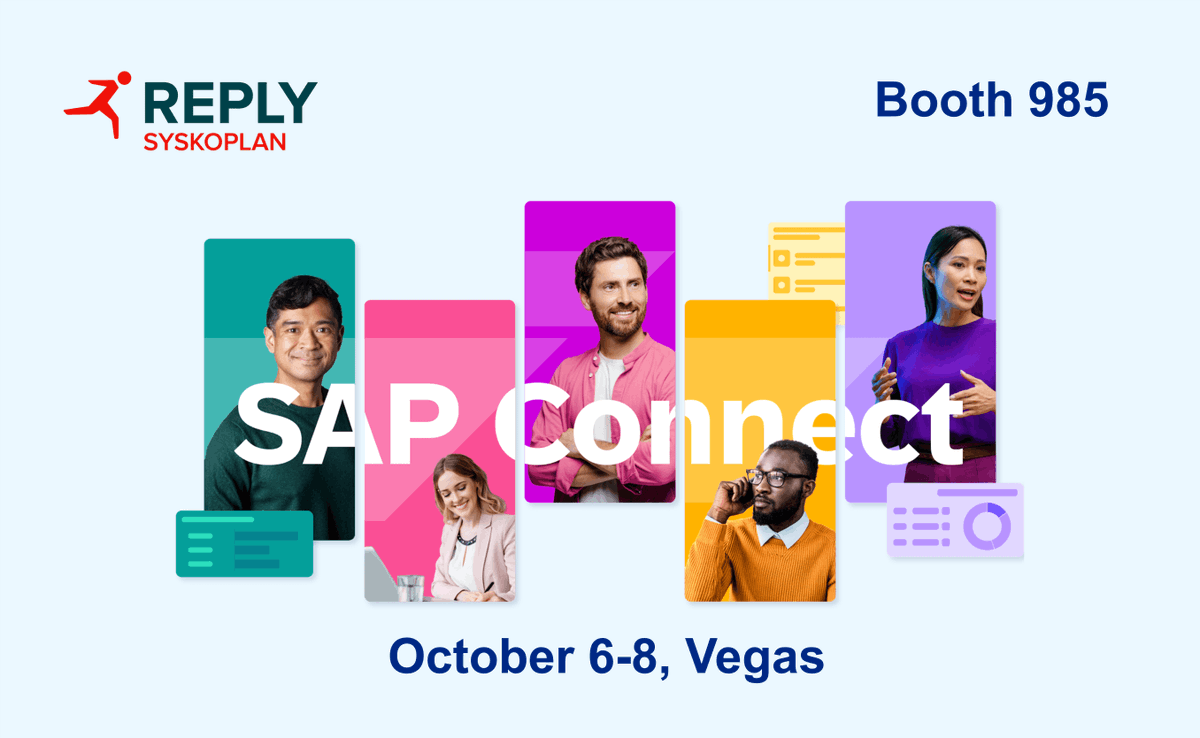 Hey Vegas! At #SAPConnect this week?
Stop by Reply Booth 985 to connect with our #Finance, #CustomerExperience, and #SupplyChain experts and explore insights to enhance performance and drive efficiency with #SAP Business suite.