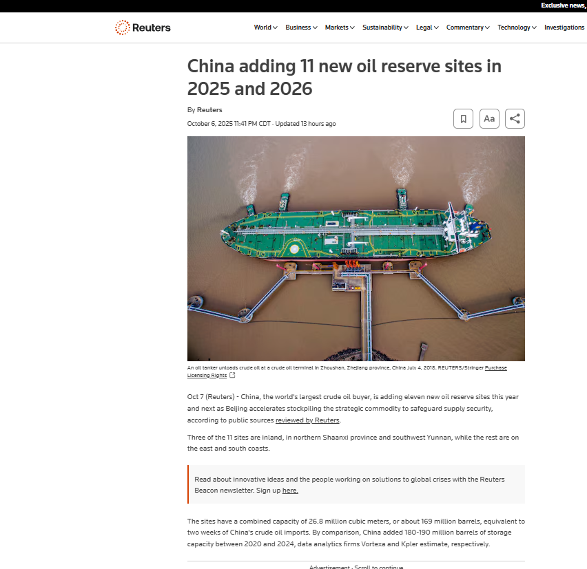 anasalhajji's tweet photo. 🩸No one knows China's exact oil inventories or storage capacity. Western companies use different methods to assess both. If everything is secret, why are oil storage expansion plans suddenly public?

🩸If Chinese oil demand is peaking, as reported, and inventories are at record highs, exceeding 90 days of imports, why is China building additional storage facilities?