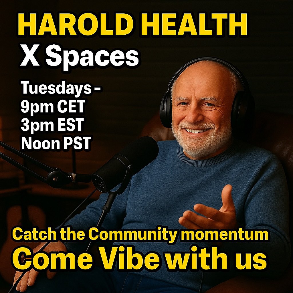 HAROLD X SPACES TONIGHT 🚨

You don’t want to miss this one. 🧠🔥

We’ve got HAPPY HAROLD joining to drop serious alpha on:
🇨🇷 The Costa Rica connection
📱 The Harold Health App launch
💪 The massive potential behind the project

🎁 Plus, we’re giving away $HAROLD to one (maybe