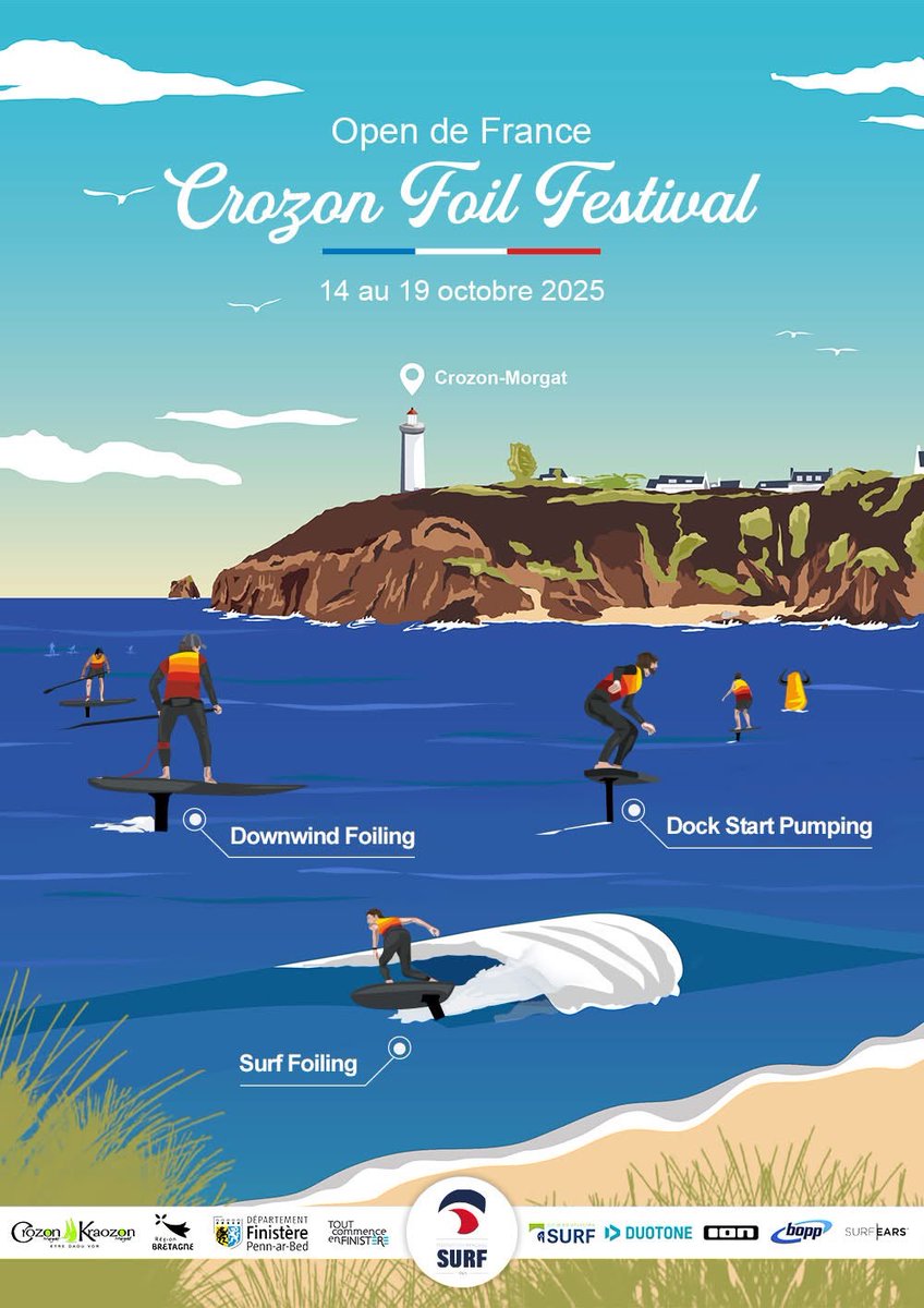 The Crozon Foil Festival is back, and we couldn't miss it!

Our riders, ambassadors, and representatives will be there from October 14 to 19 for a 100% foiling week of downwind, surf, and dockstart, all captured by Lucas, our videographer.

Looking forward to seeing you there!