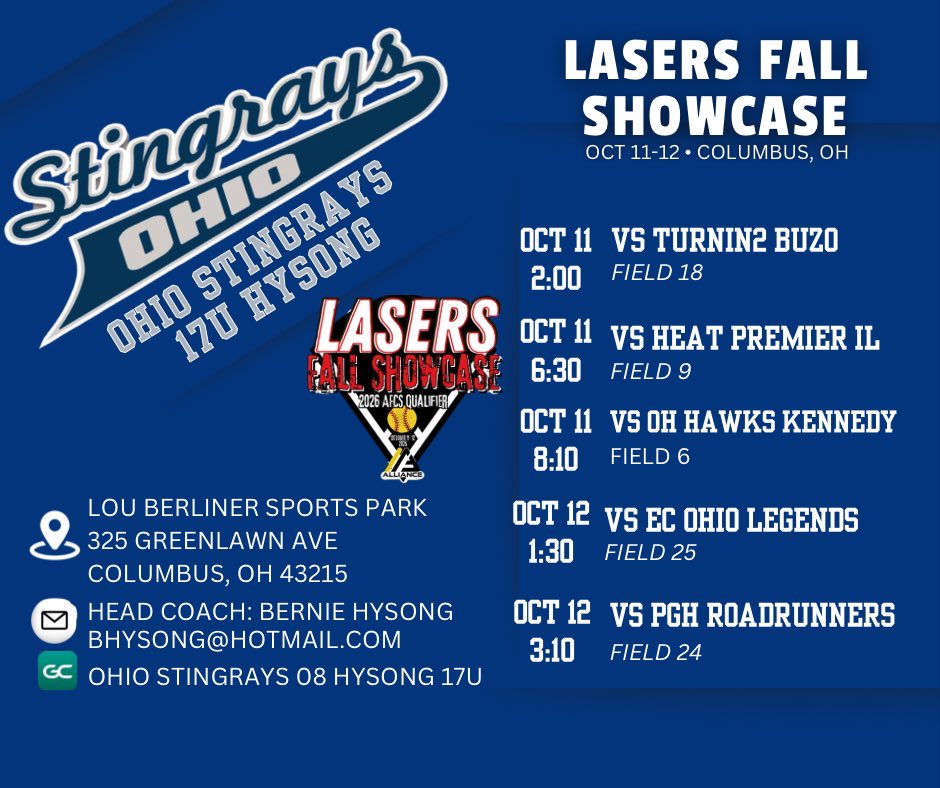 Looking forward to a great weekend of softball! Check out our schedule below!