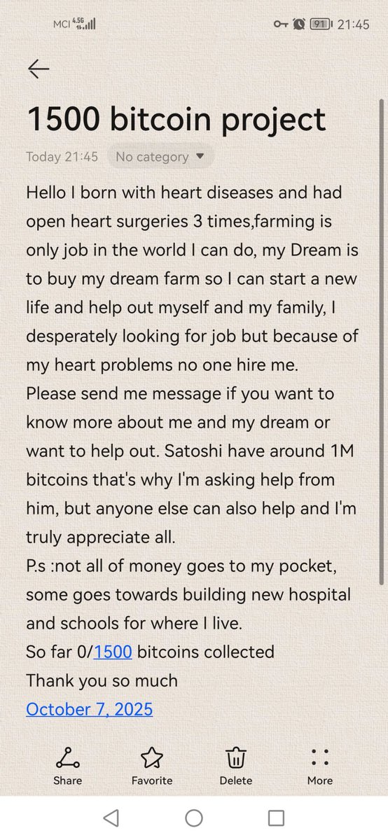 satoshi_blessme's tweet image. Day 213 of asking #Satoshi or team behind developing Bitcoin to please donate me 1500 bitcoins For more info Dm me
BTC:
bc1qgda524y5ftmmn70emu40jkny26n0uzmcvg64nn

#SatoshiNakamoto #Bitcoin #emibonnie #ExatlónMéxico #Israel #Inktober #OTDirecto6O #ParoNacional2025 #altın #CWC25