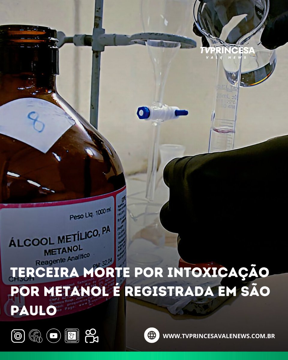 tv_princesa's tweet photo. TERCEIRA MORTE POR INTOXICAÇÃO POR METANOL É REGISTRADA EM SÃO PAULO

Óbito foi confirmado pela prefeitura de São Bernardo. 

Leia mais https://t.co/9EfHoxlqYx https://t.co/oK7L8vyViz